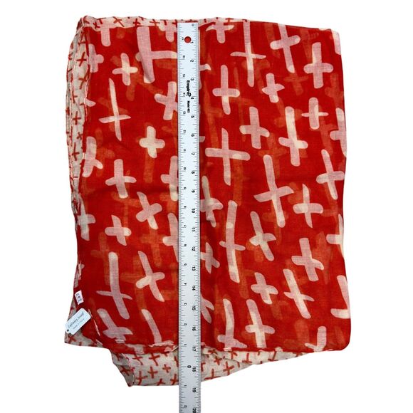 Women's Infinity Scarf Orange Ivory Printed Lightweight Summer Square Head Wrap - Picture 2 of 4